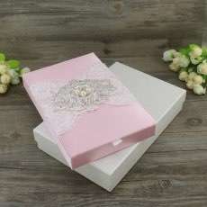 Pink Silk Box Invitation Romantic Wedding Invitation Card Personalized Custom